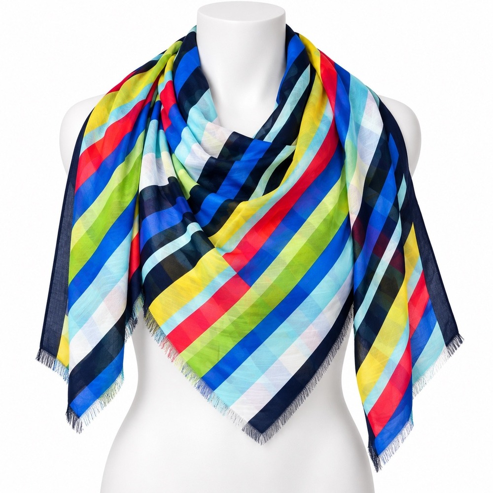 Lane Bryant Scarf Womens OS Multicolor Diagonal Stripe Modern Lightweight Square